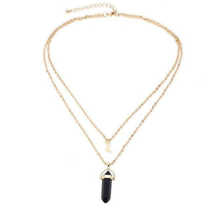 Gold Necklace with Natural Stone Pendant Necklaces - The Burner Shop