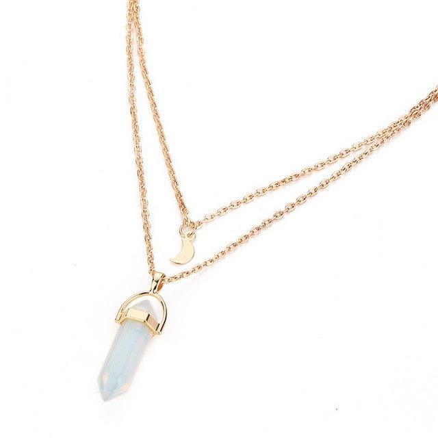 Gold Necklace with Natural Stone Pendant Necklaces - The Burner Shop