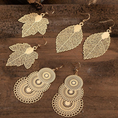 Golden Leaf Dangle Drop Earrings Earrings - The Burner Shop
