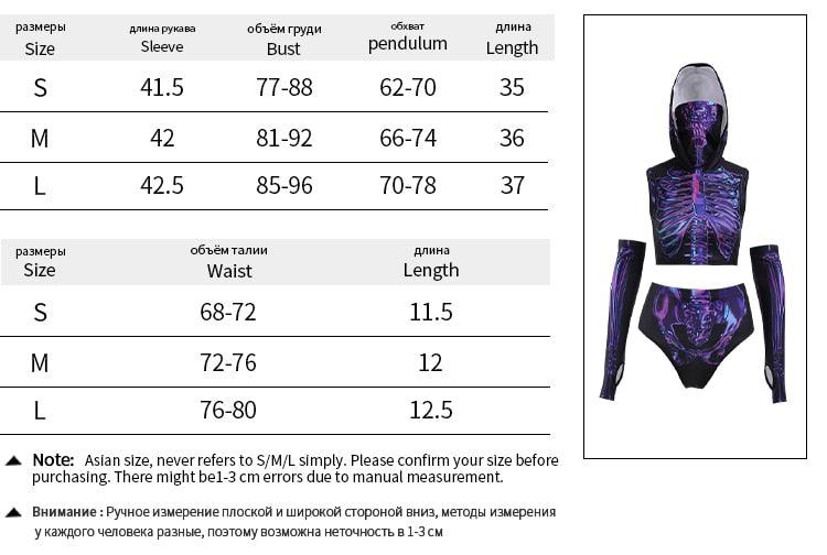 Gothic Hooded Skeleton Print Outfit 3PCS Costumes - The Burner Shop