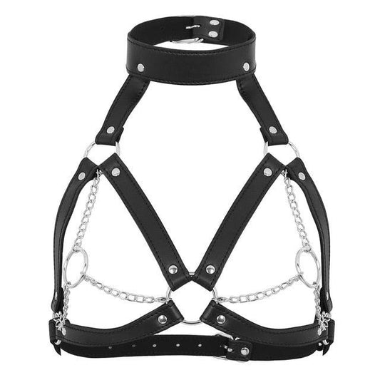 Gothic Leather Body Harness with Metal Chain Body Harness - The Burner Shop