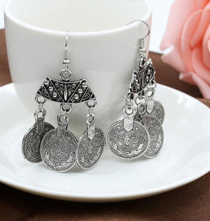 Gypsy Ancient Coins Drop Earrings Ancient Coins Earrings - The Burner Shop