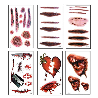 Halloween Bloody Wound Tattoo Stickers Tattoos - The Burner Shop