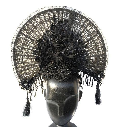 Handmade Gothic Flower Fan Lace Headwear Headpiece - The Burner Shop