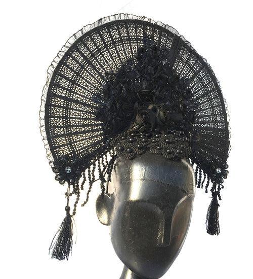 Handmade Gothic Flower Fan Lace Headwear Headpiece - The Burner Shop