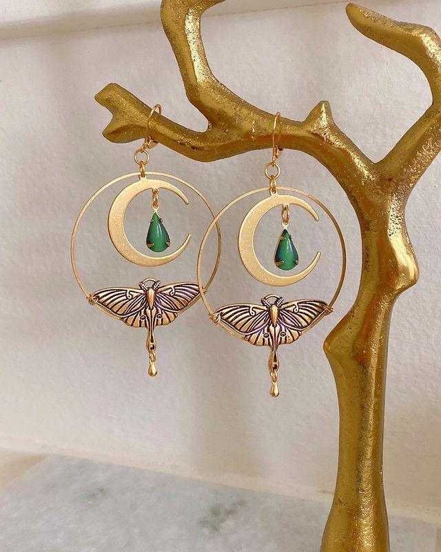 Handmade Luna Moth Drops Earrings Earrings - The Burner Shop