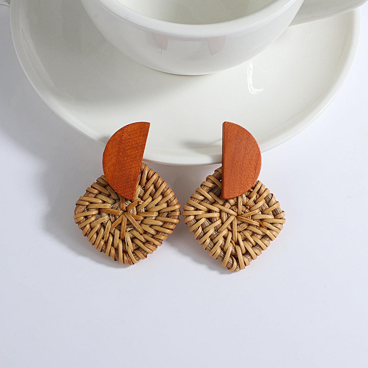 Handmade Rattan Wooden Drop Earrings Earrings - The Burner Shop