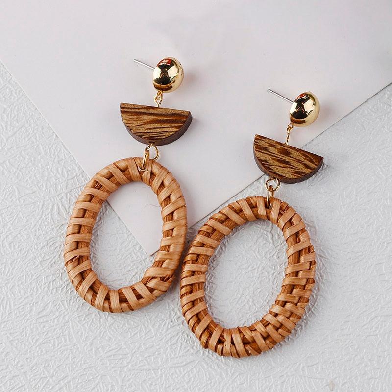 Handmade Rattan Wooden Drop Earrings Earrings - The Burner Shop