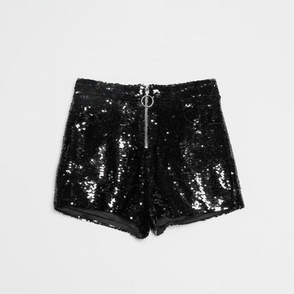 High Waisted Sequin Shorts Shorts - The Burner Shop