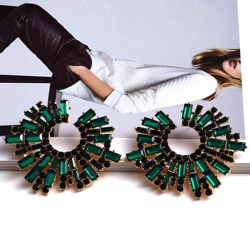 Irregular Metal Colorful Crystal Earrings Earrings - The Burner Shop
