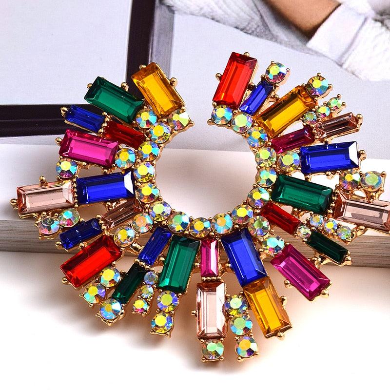 Irregular Metal Colorful Crystal Earrings Earrings - The Burner Shop
