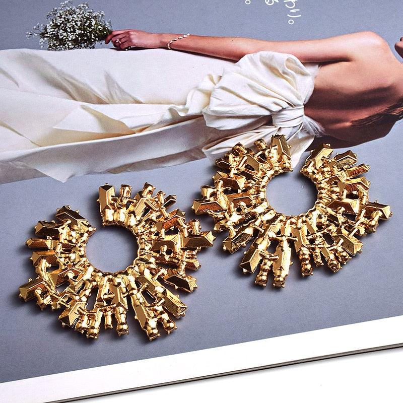 Irregular Metal Colorful Crystal Earrings Earrings - The Burner Shop