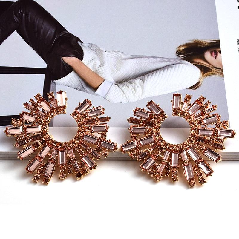 Irregular Metal Colorful Crystal Earrings Earrings - The Burner Shop