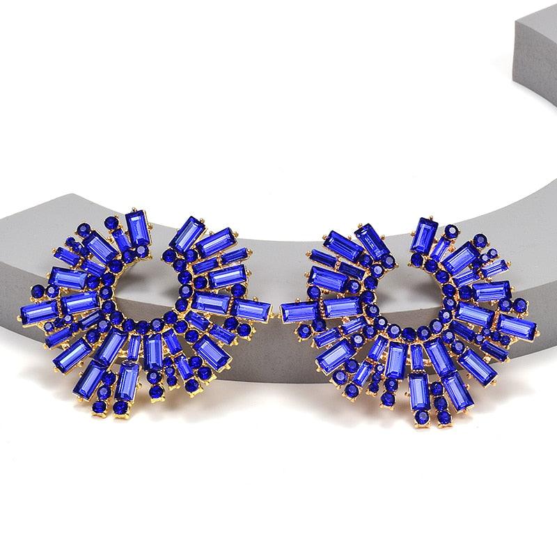 Irregular Metal Colorful Crystal Earrings Earrings - The Burner Shop