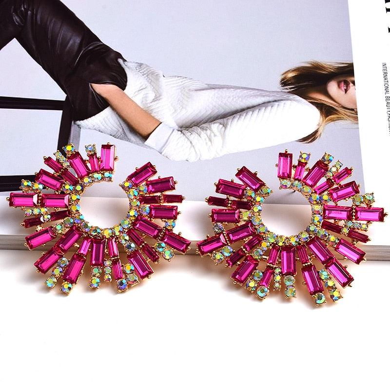 Irregular Metal Colorful Crystal Earrings Earrings - The Burner Shop