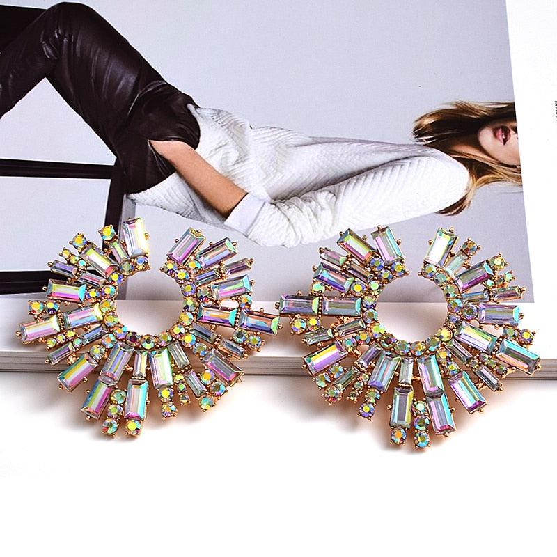 Irregular Metal Colorful Crystal Earrings Earrings - The Burner Shop