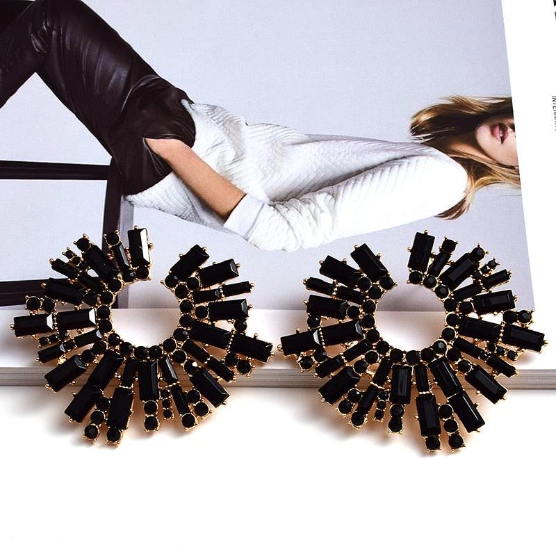 Irregular Metal Colorful Crystal Earrings Earrings - The Burner Shop