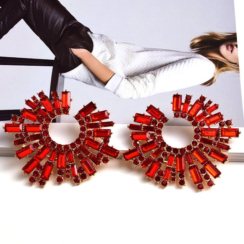 Irregular Metal Colorful Crystal Earrings Earrings - The Burner Shop