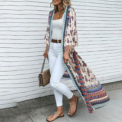 Kaftan Printed Cardigan Cardigans - The Burner Shop