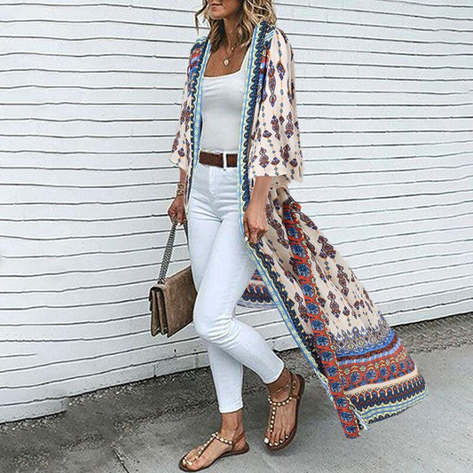 Kaftan Printed Cardigan Cardigans - The Burner Shop