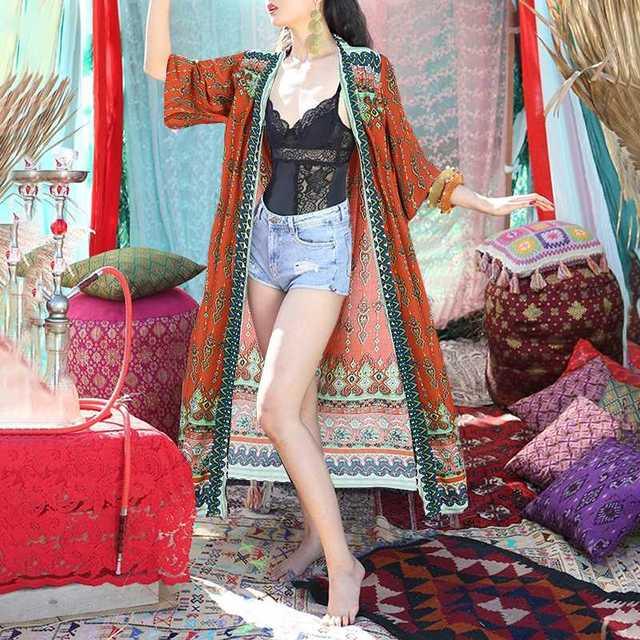 Kaftan Printed Cardigan Cardigans - The Burner Shop