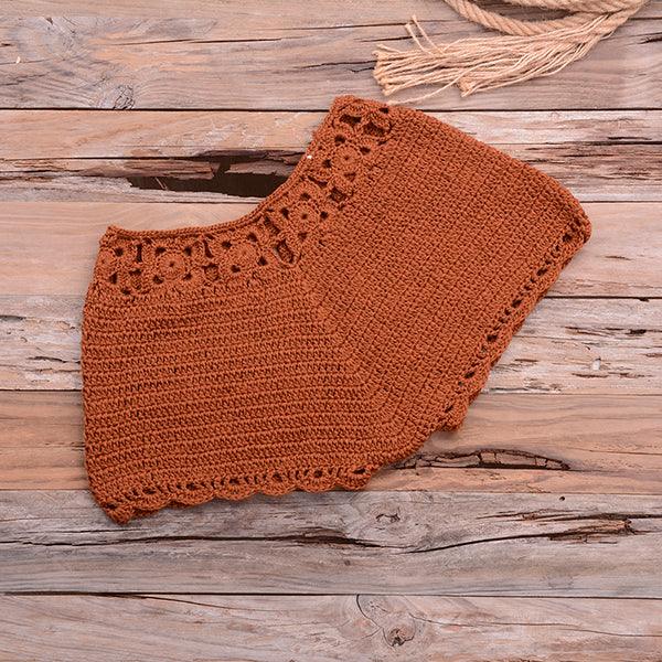 Knitted Crochet Beaded Crop Top & Bottom Two piece - The Burner Shop