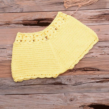 Knitted Crochet Beaded Crop Top & Bottom Two piece - The Burner Shop