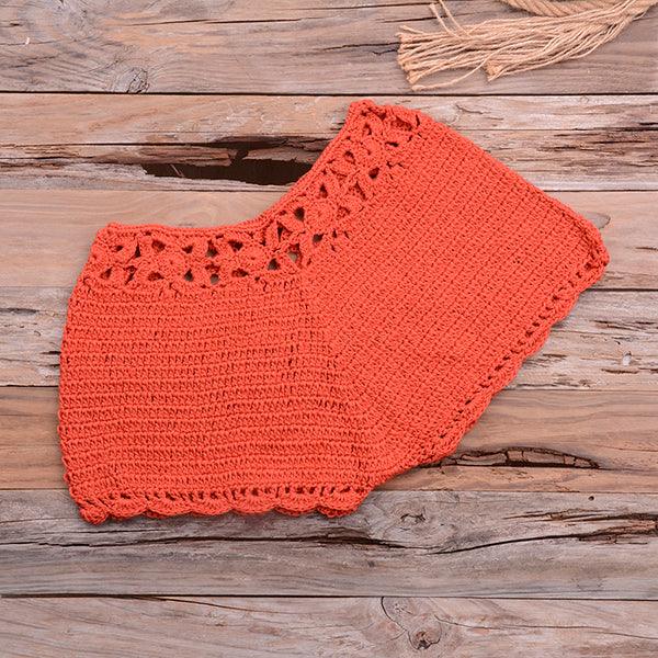 Knitted Crochet Beaded Crop Top & Bottom Two piece - The Burner Shop