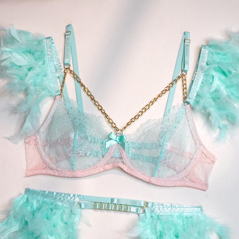 Lace & Feathers Lingerie Set Bras - The Burner Shop