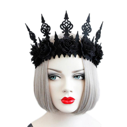 Lady Queen Black Crown Headpiece - The Burner Shop