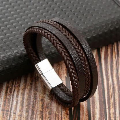 Leather And Tiger Eye Beaded Bracelet Bracelets - The Burner Shop