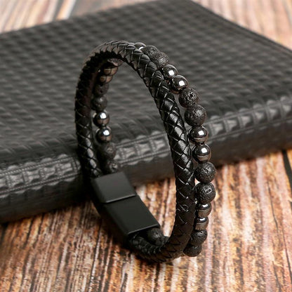 Leather And Tiger Eye Beaded Bracelet Bracelets - The Burner Shop