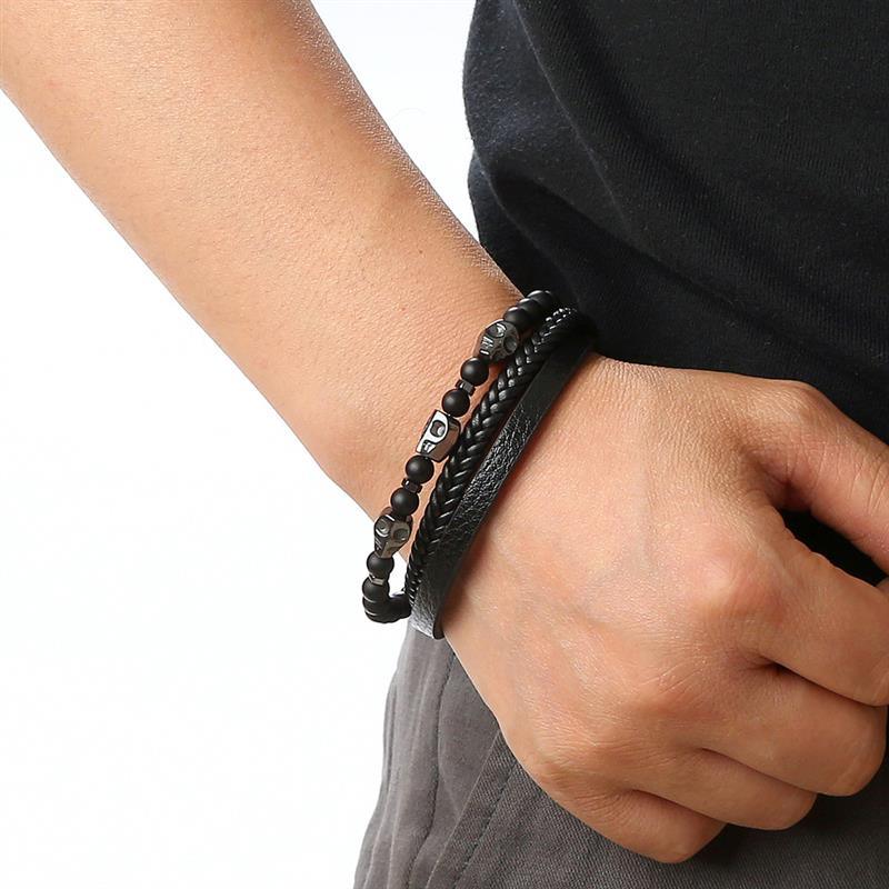 Leather And Tiger Eye Beaded Bracelet Bracelets - The Burner Shop