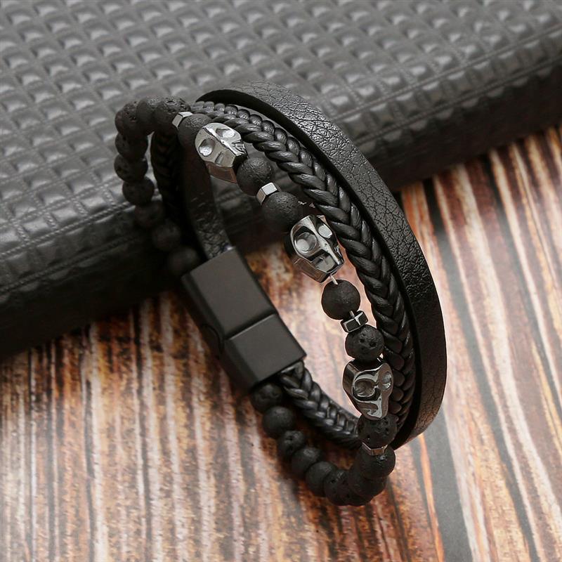 Leather And Tiger Eye Beaded Bracelet Bracelets - The Burner Shop