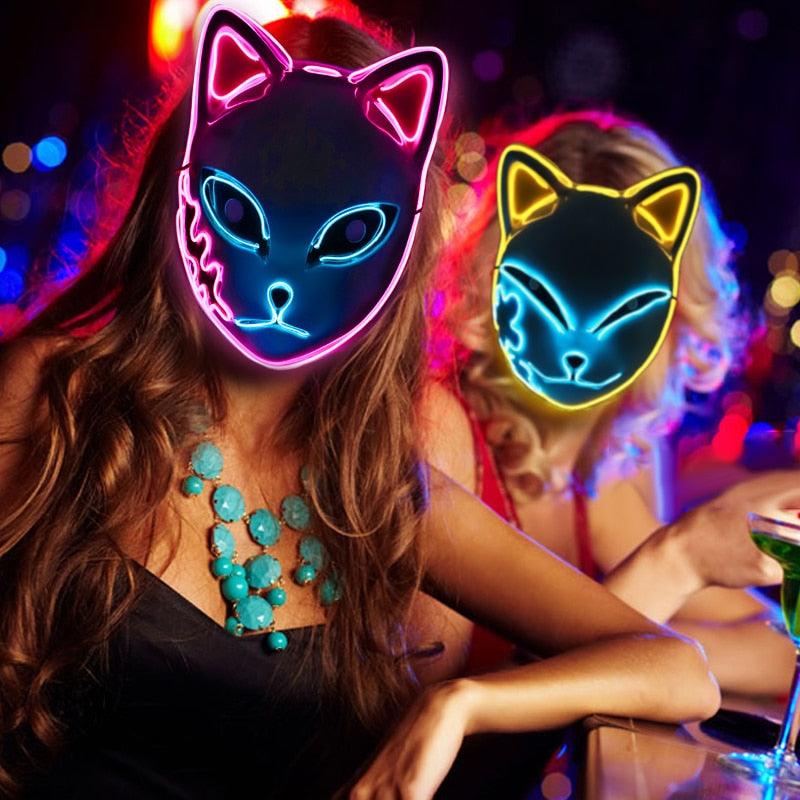LED Glowing Cat Face Mask Masks - The Burner Shop