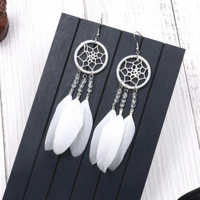 Leopard Feather Drop Earring Earrings - The Burner Shop