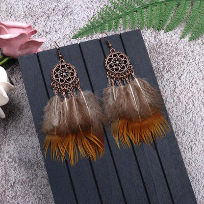 Leopard Feather Drop Earring Earrings - The Burner Shop