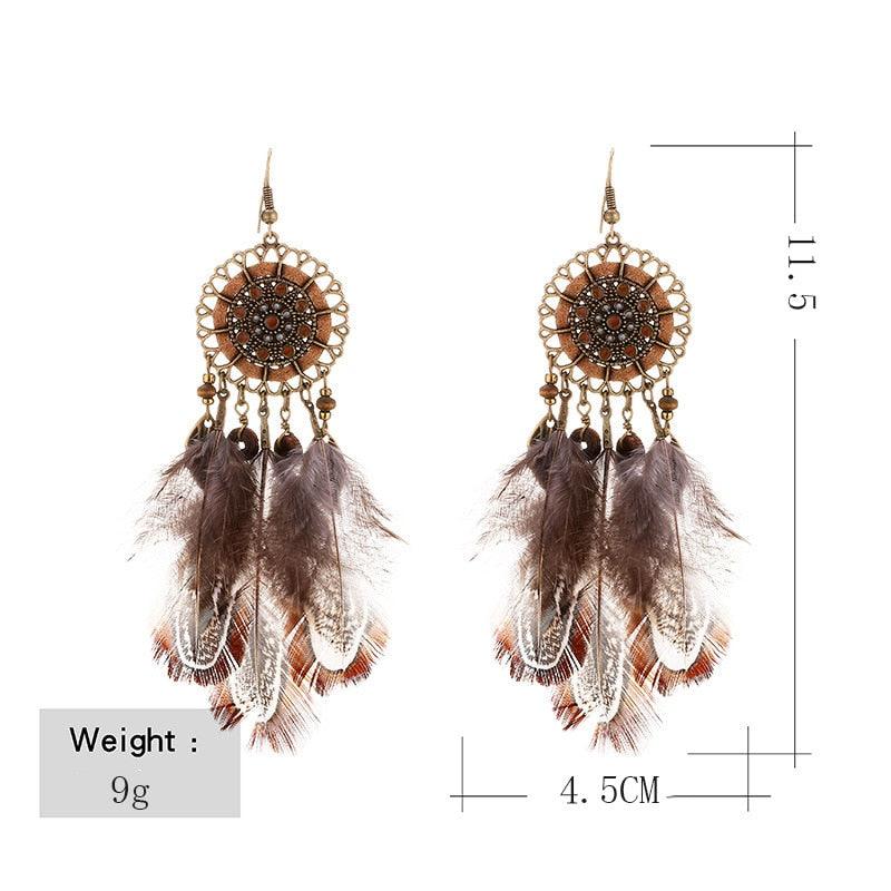 Leopard Feather Drop Earring Earrings - The Burner Shop