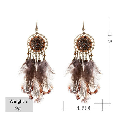 Leopard Feather Drop Earring Earrings - The Burner Shop
