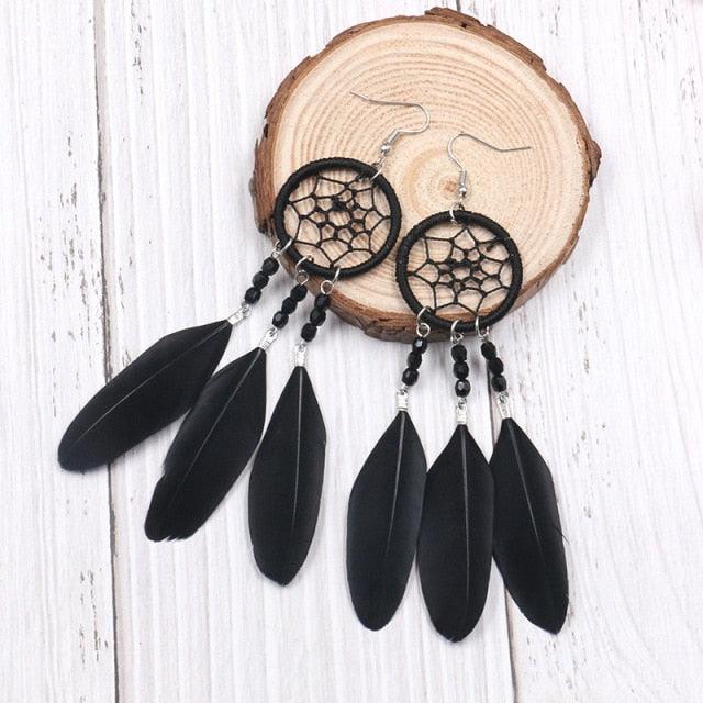 Leopard Feather Drop Earring Earrings - The Burner Shop