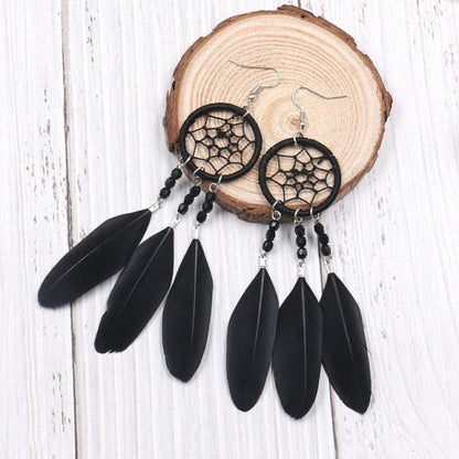 Leopard Feather Drop Earring Earrings - The Burner Shop