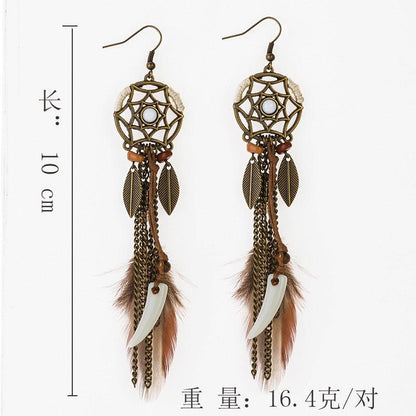 Leopard Feather Drop Earring Earrings - The Burner Shop