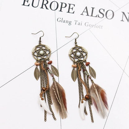 Leopard Feather Drop Earring Earrings - The Burner Shop