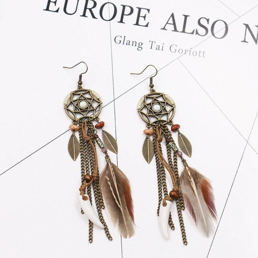 Leopard Feather Drop Earring Earrings - The Burner Shop