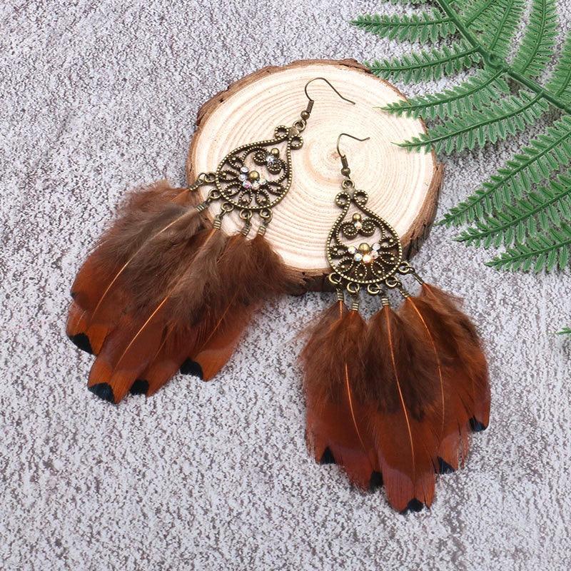 Leopard Feather Drop Earring Earrings - The Burner Shop