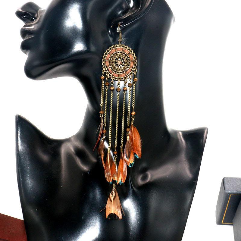 Leopard Feather Drop Earring Earrings - The Burner Shop