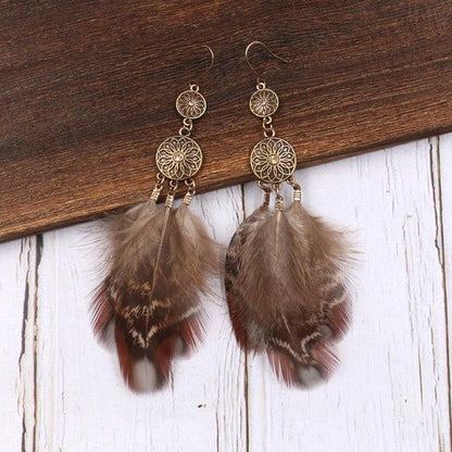Leopard Feather Drop Earring Earrings - The Burner Shop