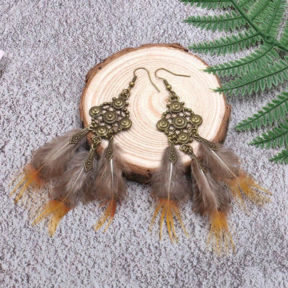 Leopard Feather Drop Earring Earrings - The Burner Shop