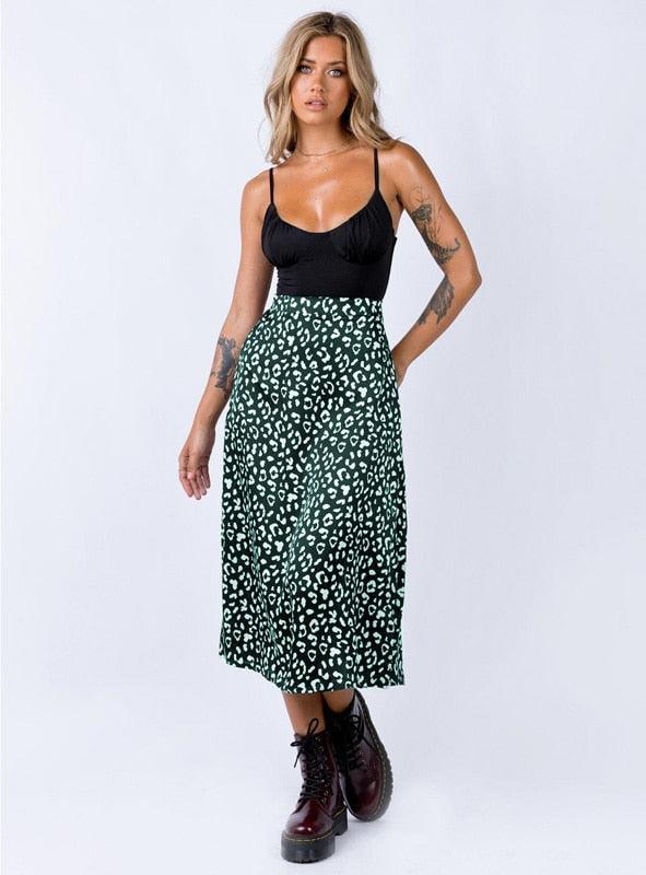 Leopard Print Chiffon Split Skirt Skirts - The Burner Shop