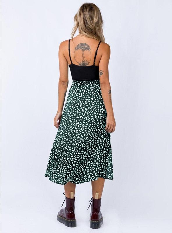 Leopard Print Chiffon Split Skirt Skirts - The Burner Shop